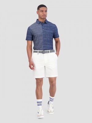 Camisa Polo Ben Sherman Melange Stripes Color Block Tech Jersey Sports Fit Azul Marino | 387-SEJIYG