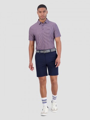 Camisa Polo Ben Sherman Mini Stripes Tech Jersey Sports Fit Moradas | 978-WURLDG