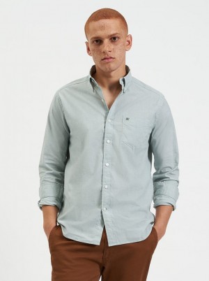 Camisas Ben Sherman Beatnik Wash Long-Sleeve Verde | 284-OCAFGJ