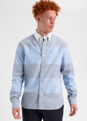 Camisas Ben Sherman Brighton Oxford Garment Dye Rugby Azules | 764-JRHWEL