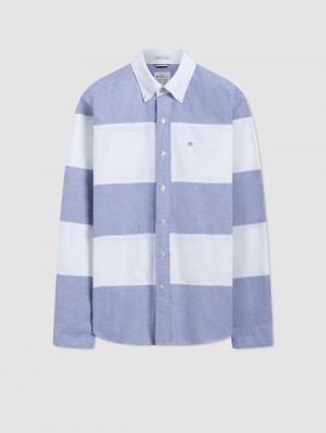 Camisas Ben Sherman Brighton Oxford Organic Garment Dye Rugby Azul Marino | 925-LHMIFQ