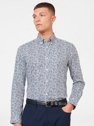 Camisas Ben Sherman Ditsy Floral Print Long Sleeve Blancas | 459-TYSIPO