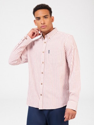 Camisas Ben Sherman Recycled Cotton Oxford Stripe Naranjas | 492-PKURNJ