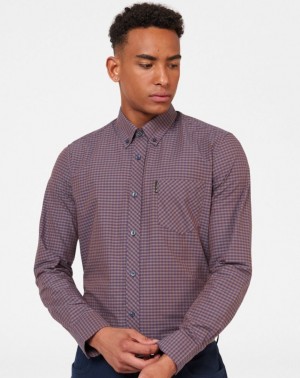 Camisas Ben Sherman Signature Gingham Long-Sleeve Moradas | 036-VPSDZW