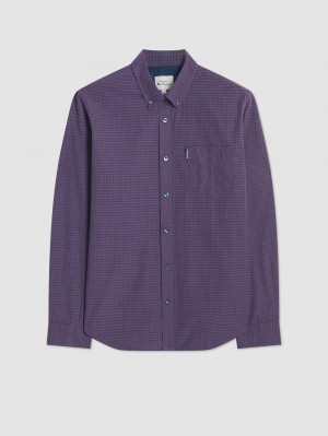 Camisas Ben Sherman Signature Gingham Long-Sleeve Moradas | 219-EVAZYB