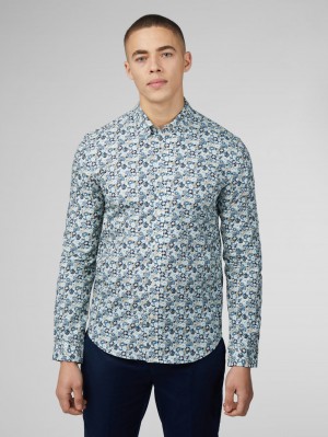 Camisas Ben Sherman Signature Multicolor Floral Azules | 281-DAWSJF