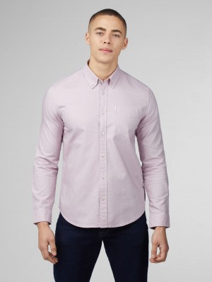 Camisas Ben Sherman Signature Oxford Long Sleeve Moradas | 609-LTSQRI