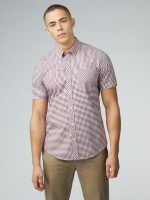 Camisas Ben Sherman Signature Short Sleeve Gingham Rojas Blancas | 897-DKQVNB