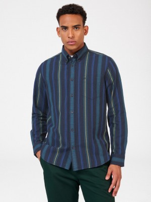 Camisas Ben Sherman Signature Striped Oxford Verde | 254-EPFHBA