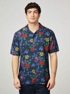 Camisas Ben Sherman Team GB Floral Azul Marino | 162-XOUNFL