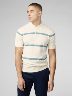 Prendas De Punto Ben Sherman Signature Argyle Stripe Polo Blancas | 358-KWXOHB