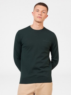 Prendas De Punto Ben Sherman Signature Merino Crewneck Verde Oscuro | 346-QMDGUJ