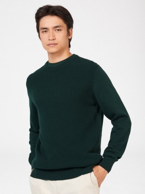 Prendas De Punto Ben Sherman Textured Crewneck Verde Oscuro | 206-LIEUPC