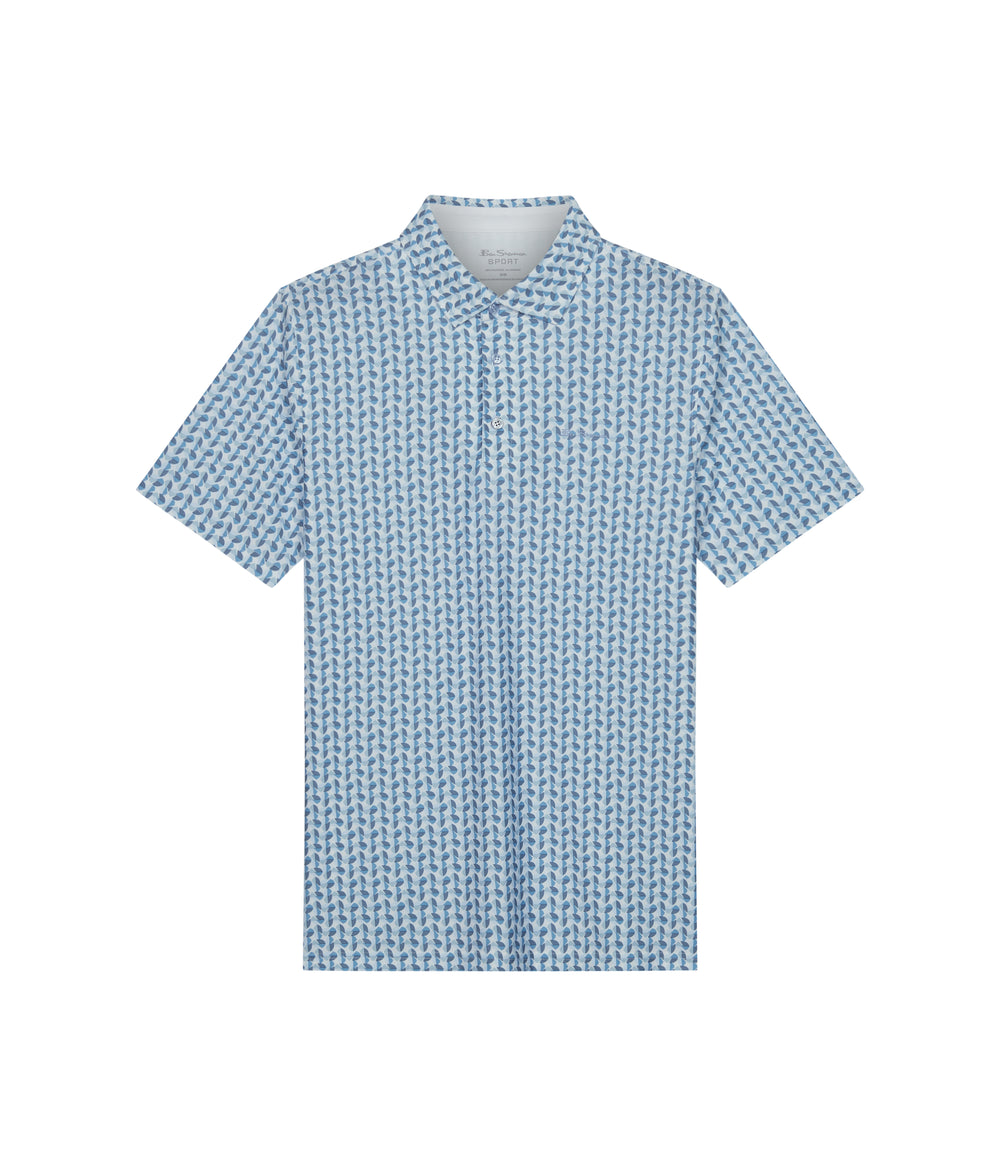 Camisa Polo Ben Sherman Bauhaus Geo Tech Jersey Sports Fit Azules | 625-MZAQXJ