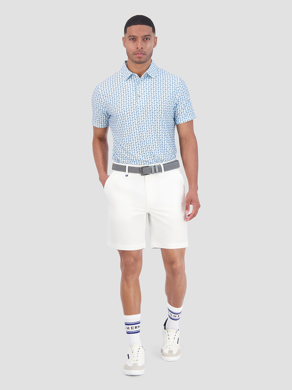 Camisa Polo Ben Sherman Bauhaus Geo Tech Jersey Sports Fit Azules | 625-MZAQXJ