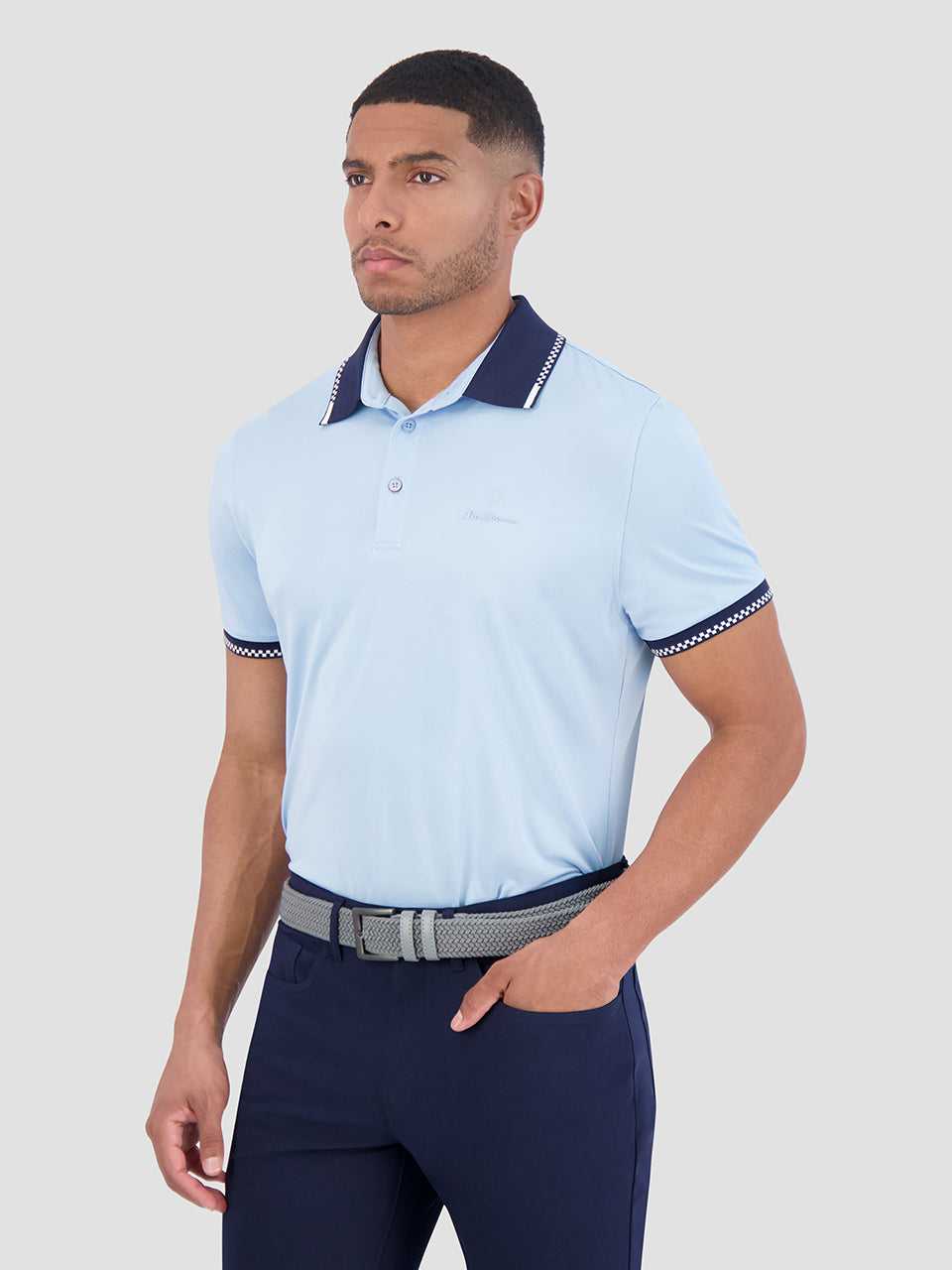 Camisa Polo Ben Sherman Checker Rib Air Pique Sports Fit Azules | 528-CJHPME