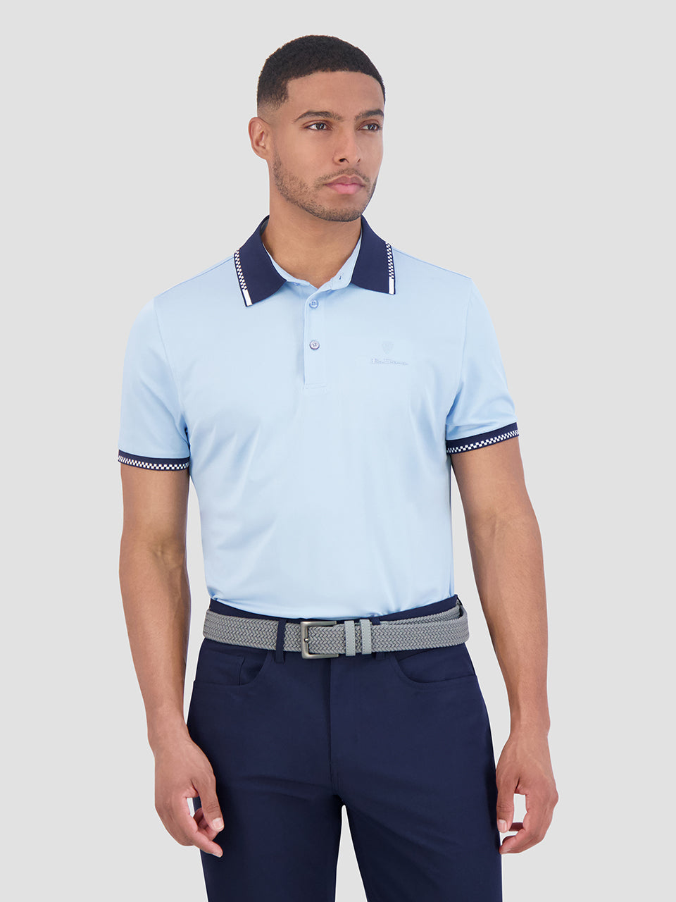 Camisa Polo Ben Sherman Checker Rib Air Pique Sports Fit Azules | 528-CJHPME