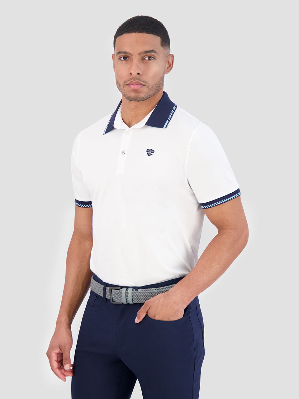 Camisa Polo Ben Sherman Checker Rib Air Pique Sports Fit Blancas | 651-HDLAUZ