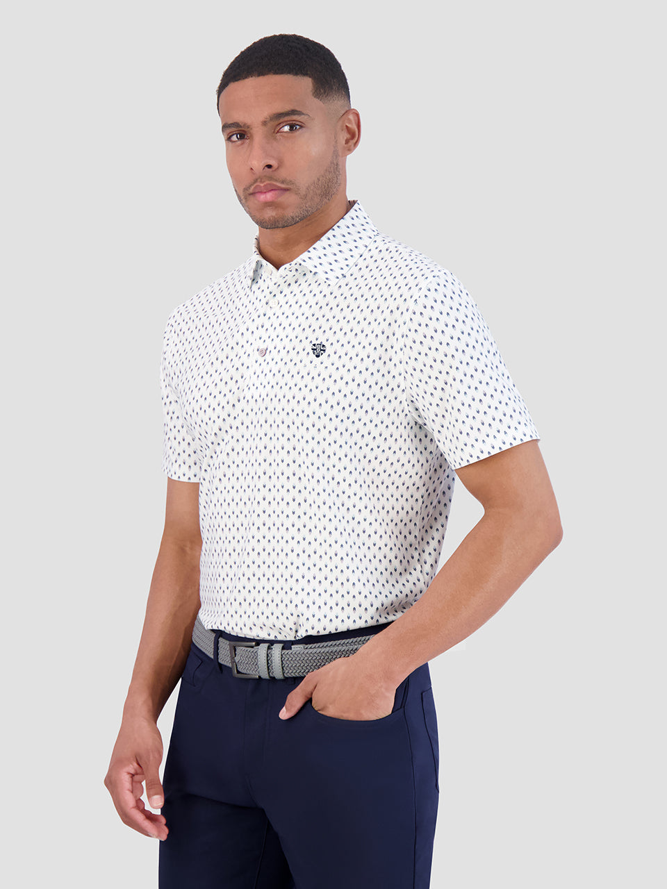 Camisa Polo Ben Sherman Chequerboard Geo Blancas | 817-QLIJPX