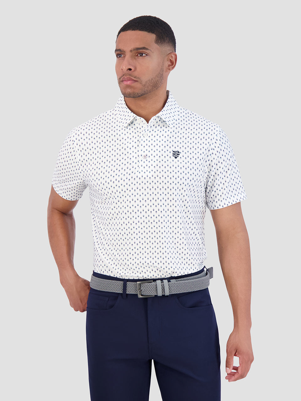 Camisa Polo Ben Sherman Chequerboard Geo Blancas | 817-QLIJPX