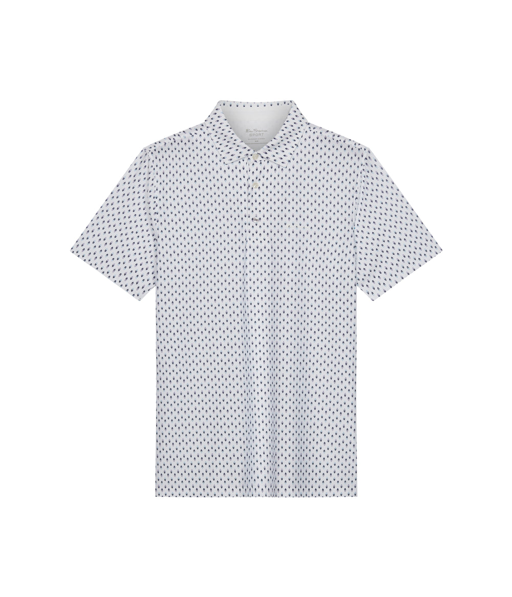 Camisa Polo Ben Sherman Chequerboard Geo Blancas | 817-QLIJPX