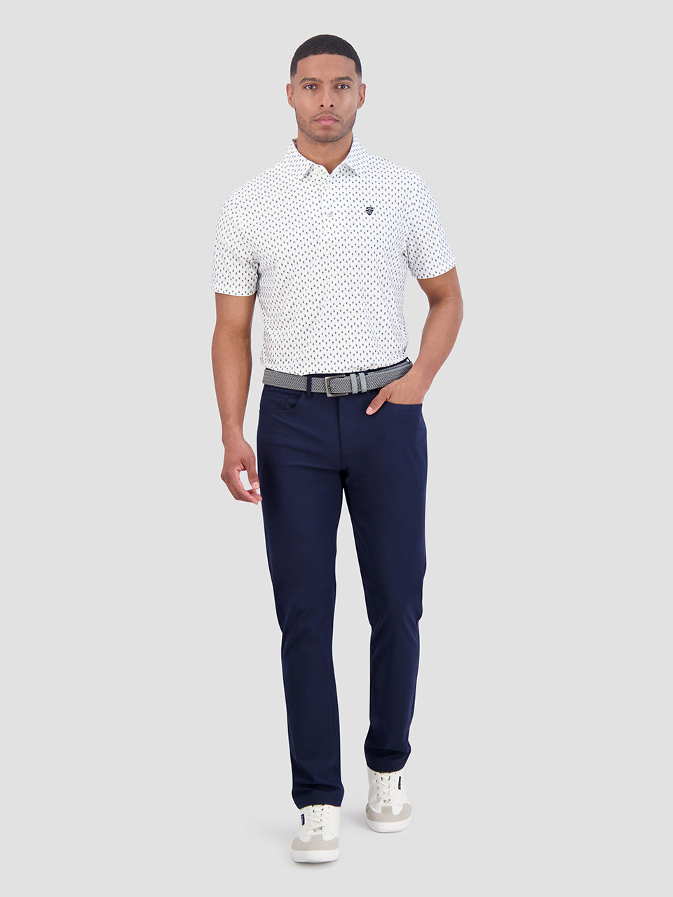 Camisa Polo Ben Sherman Chequerboard Geo Blancas | 817-QLIJPX