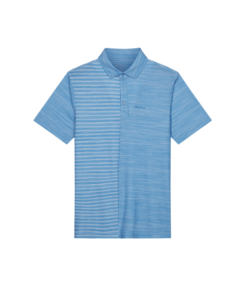 Camisa Polo Ben Sherman Melange Stripes Color Block Tech Jersey Sports Fit Azur | 869-YSFIXE