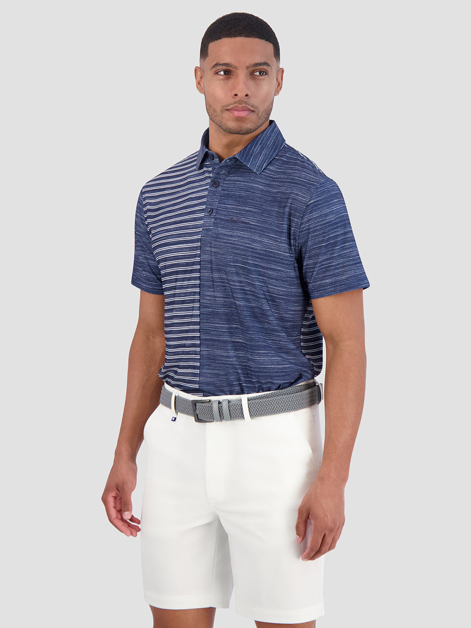 Camisa Polo Ben Sherman Melange Stripes Color Block Tech Jersey Sports Fit Azul Marino | 387-SEJIYG