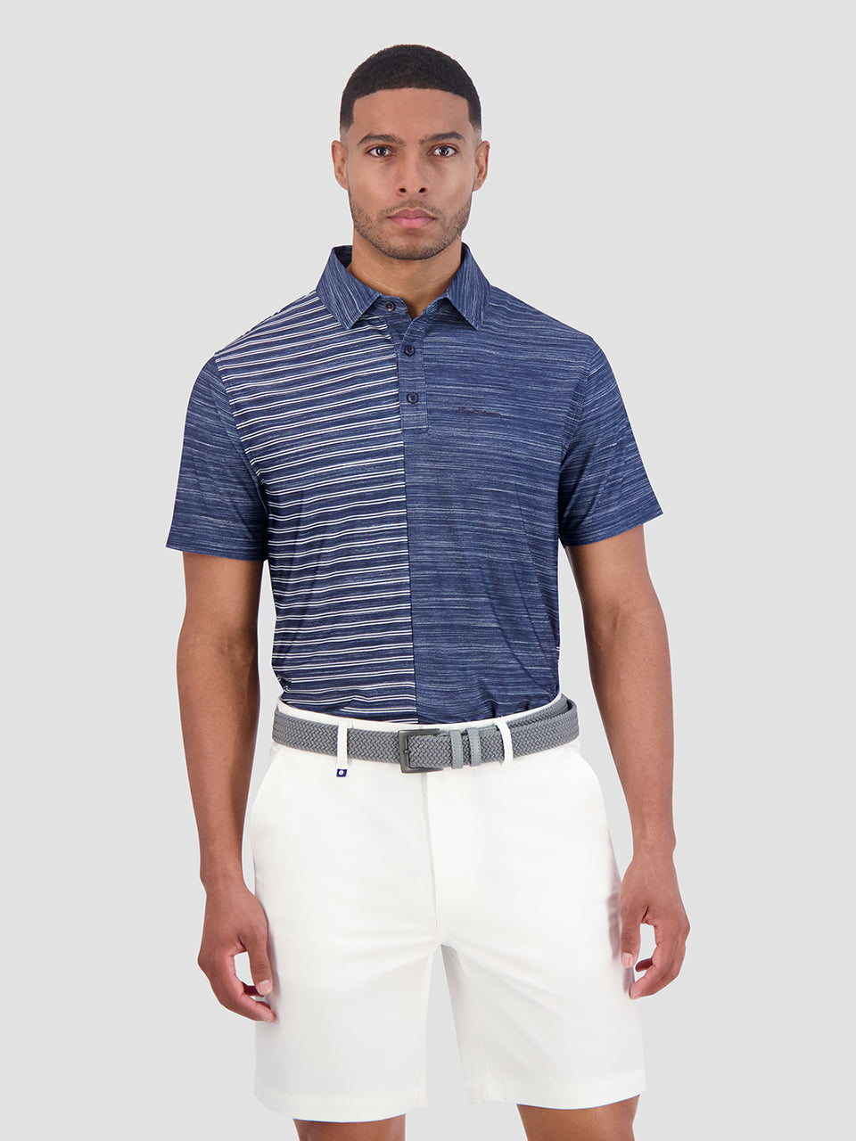 Camisa Polo Ben Sherman Melange Stripes Color Block Tech Jersey Sports Fit Azul Marino | 387-SEJIYG