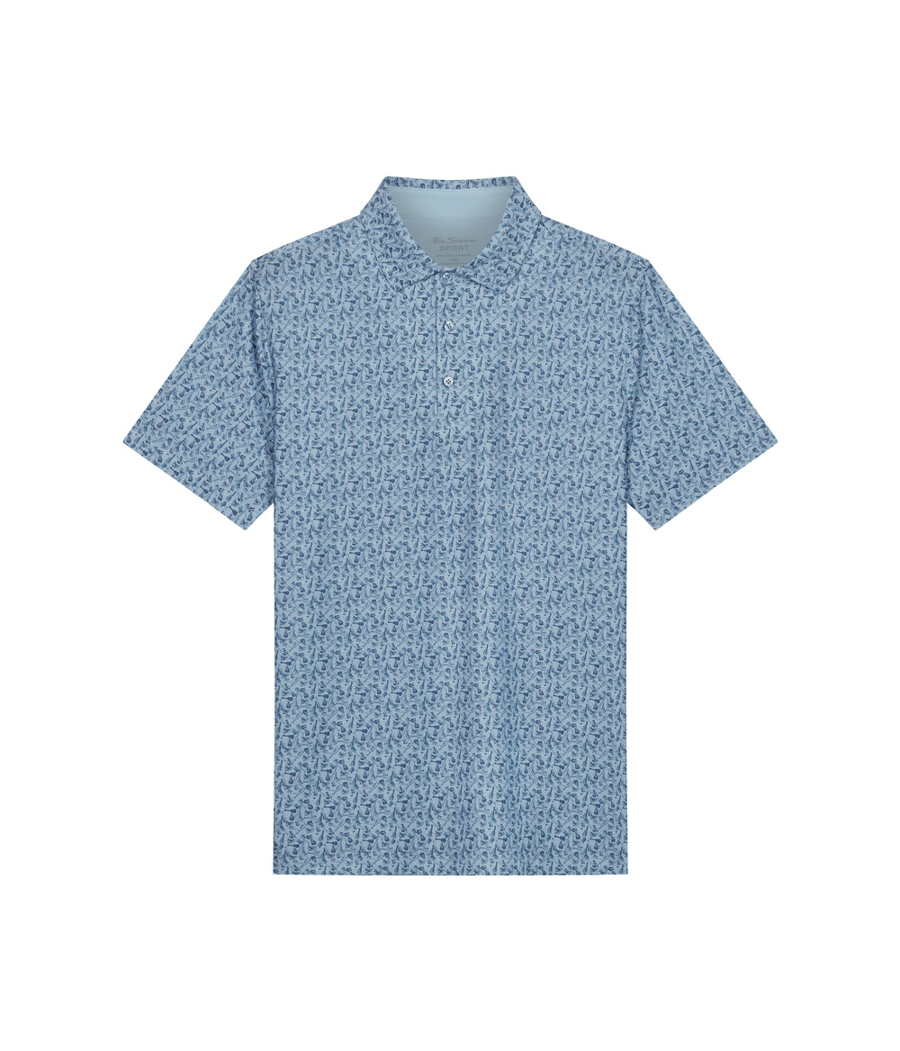 Camisa Polo Ben Sherman Mini Guitar Tech Jersey Sports Fit Azules | 936-DZYCMJ