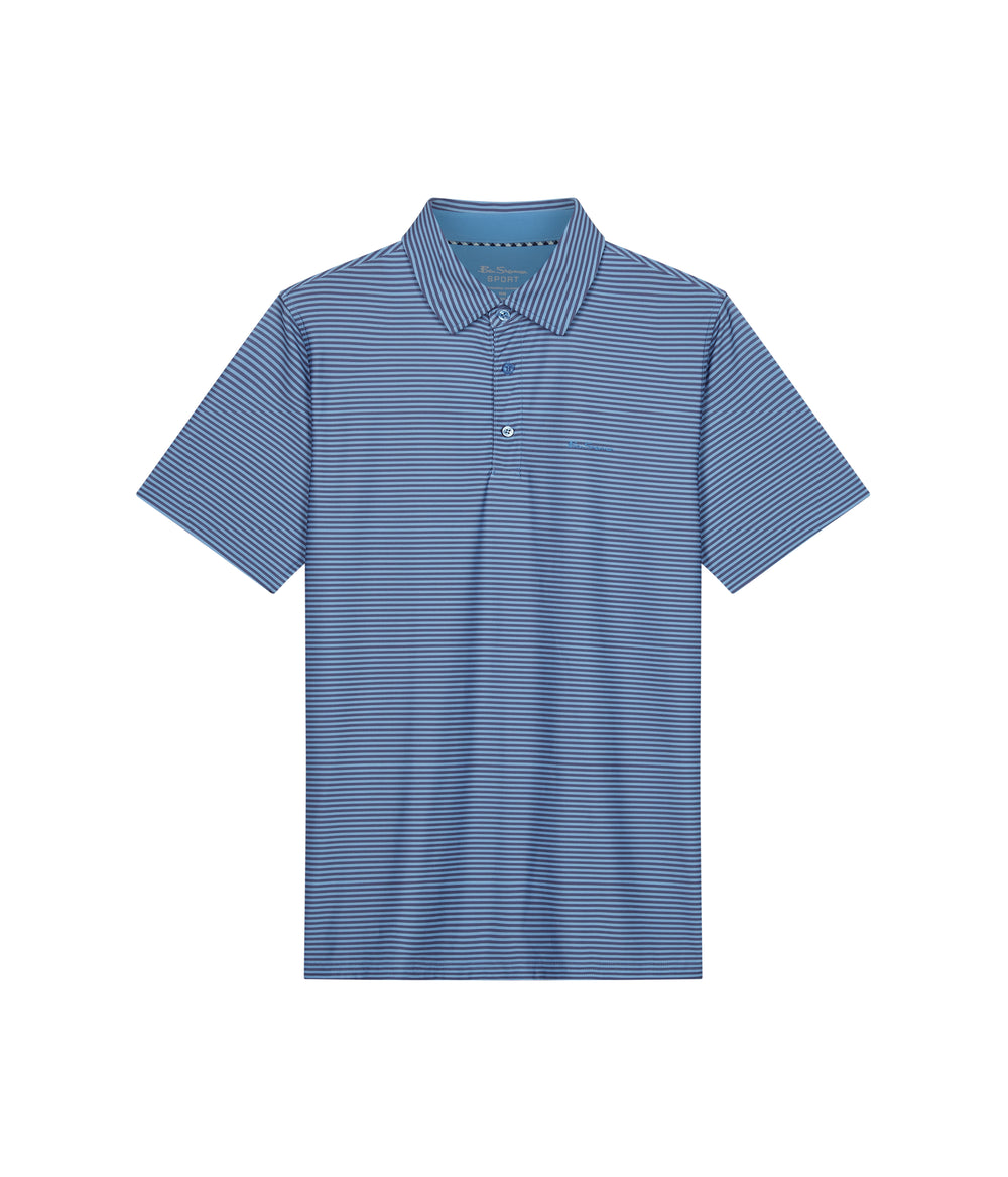 Camisa Polo Ben Sherman Mini Stripes Tech Jersey Sports Fit Azur | 136-UVETZA