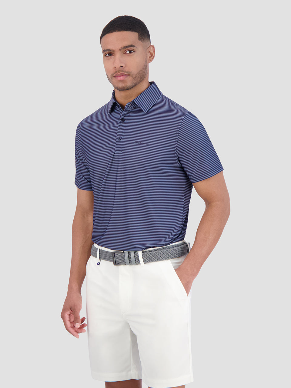 Camisa Polo Ben Sherman Mini Stripes Tech Jersey Sports Fit Azul Marino | 587-ROMFKH