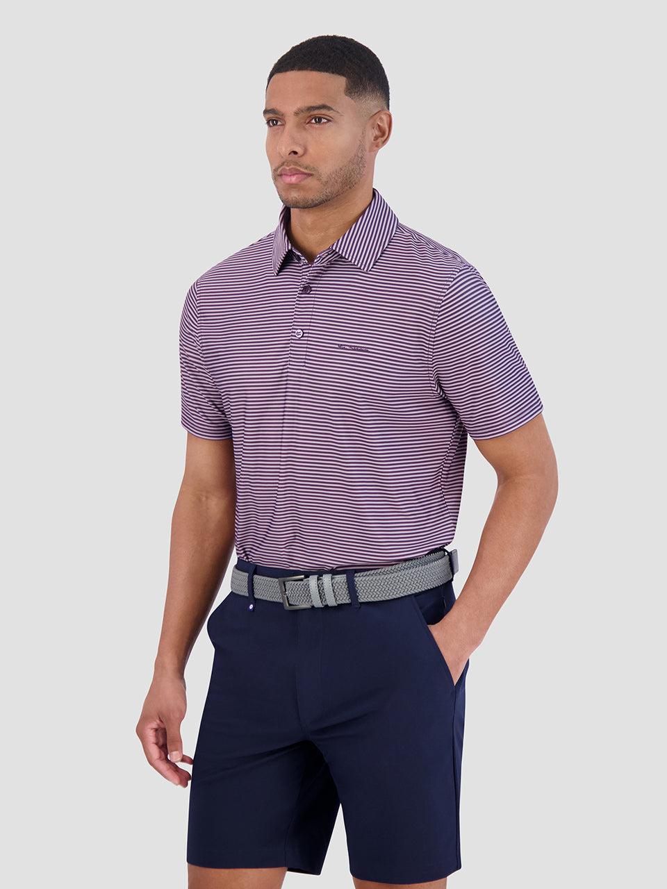 Camisa Polo Ben Sherman Mini Stripes Tech Jersey Sports Fit Moradas | 978-WURLDG