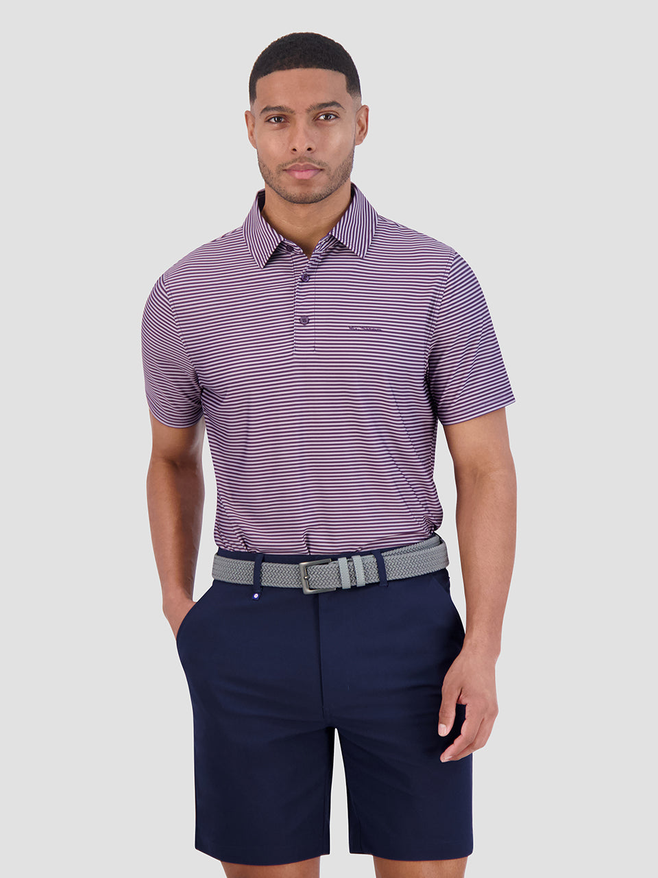 Camisa Polo Ben Sherman Mini Stripes Tech Jersey Sports Fit Moradas | 978-WURLDG