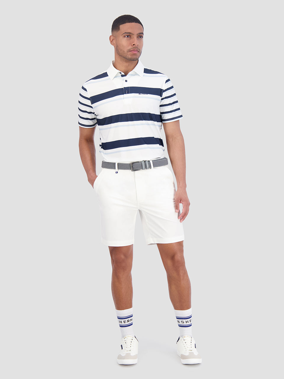 Camisa Polo Ben Sherman Mixed Mod Stripes Tech Jersey Sports Fit Azules | 129-IOXUBL