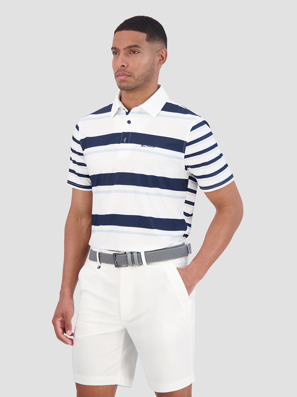 Camisa Polo Ben Sherman Mixed Mod Stripes Tech Jersey Sports Fit Azules | 129-IOXUBL