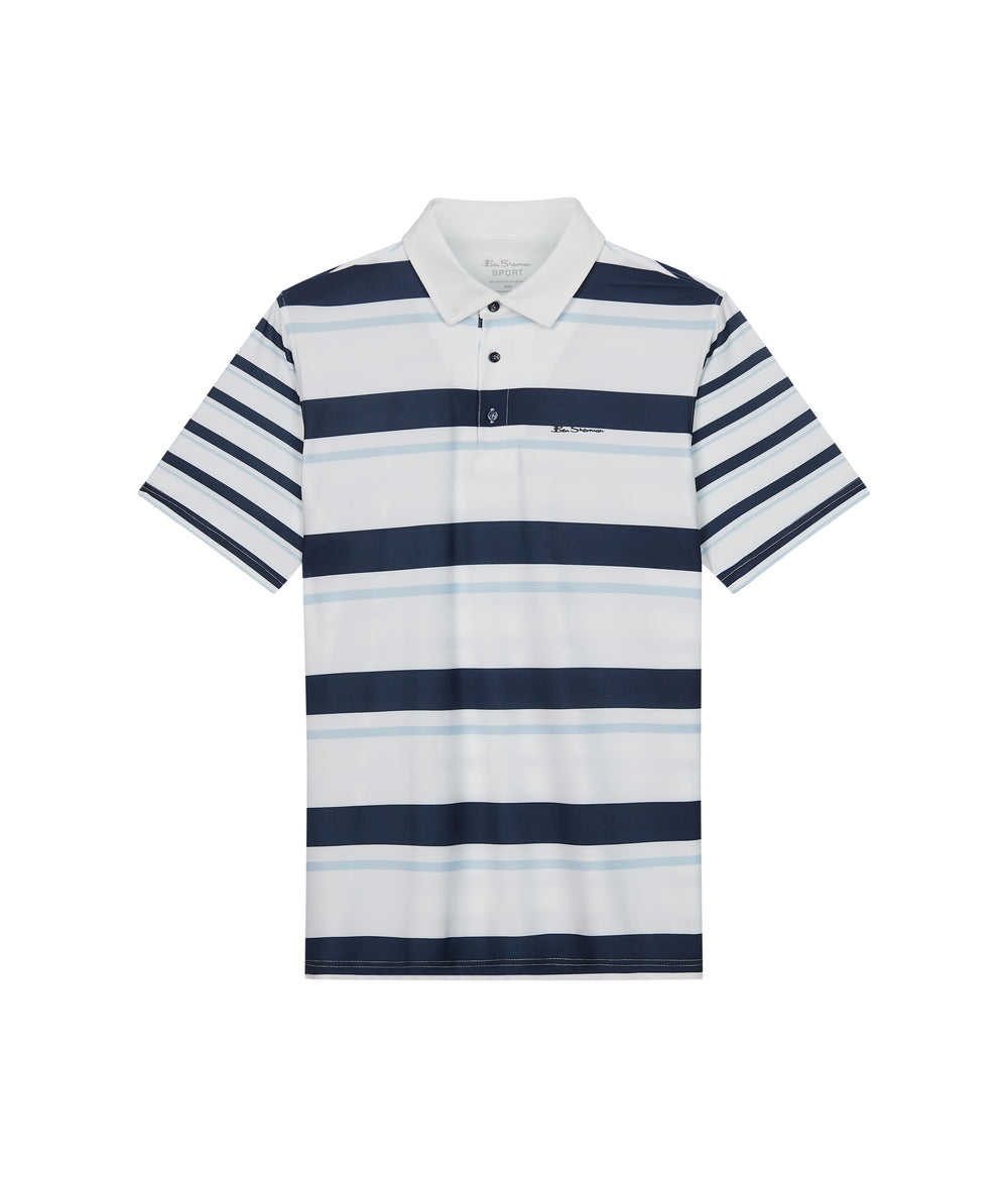 Camisa Polo Ben Sherman Mixed Mod Stripes Tech Jersey Sports Fit Azules | 129-IOXUBL