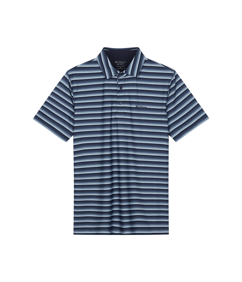 Camisa Polo Ben Sherman Multi Stripe Tech Jersey Sports Fit Azul Marino | 942-DZLQSP