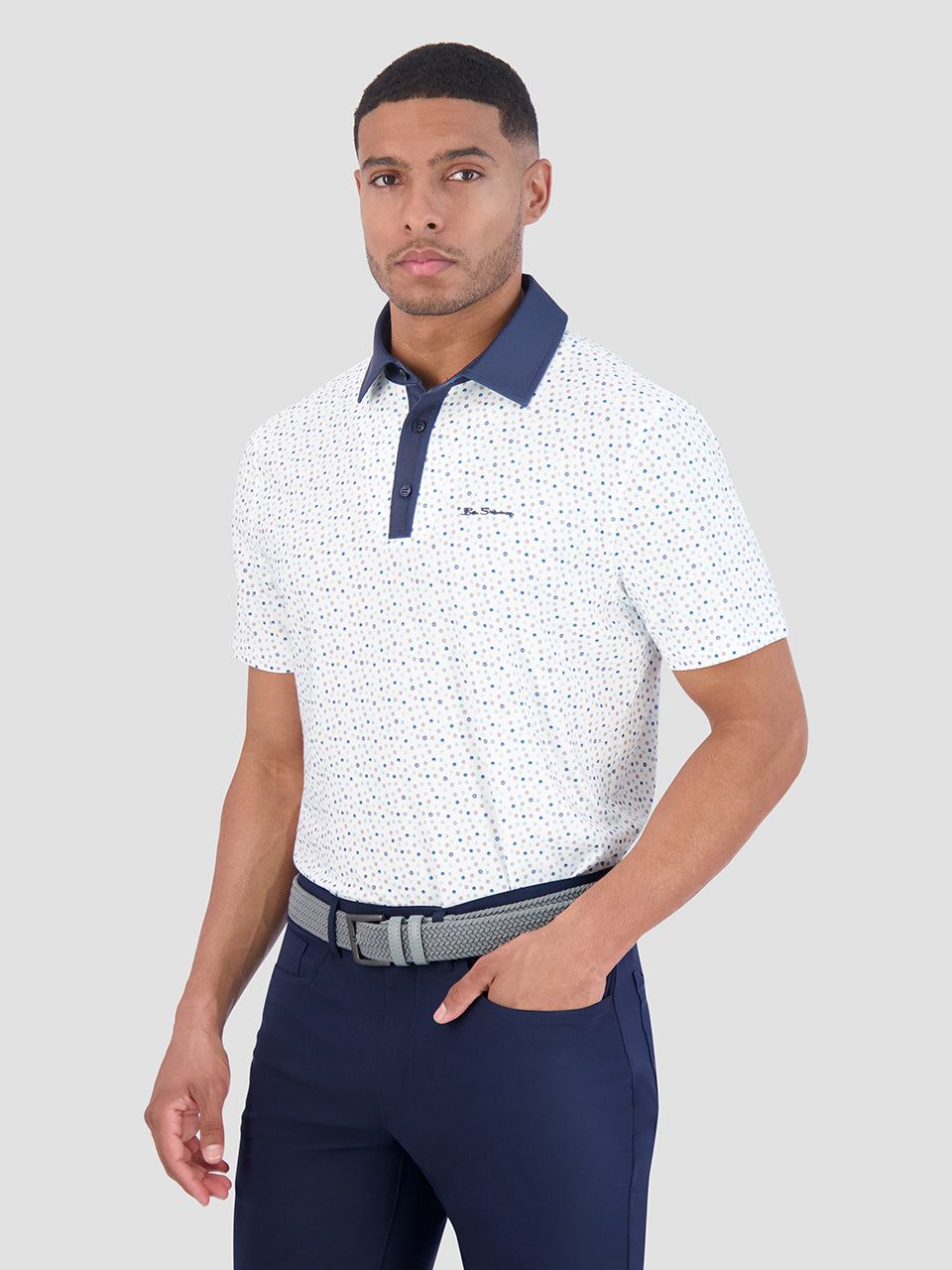 Camisa Polo Ben Sherman Polka Dots Tech Jersey Sports Fit Blancas | 087-EKVMCU