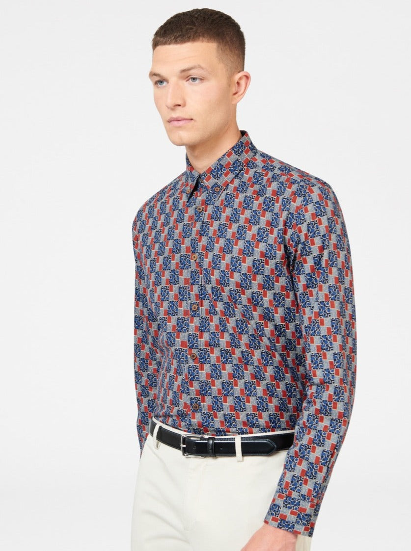 Camisas Ben Sherman 1950s Checkerboard Indigo | 297-JRINXF