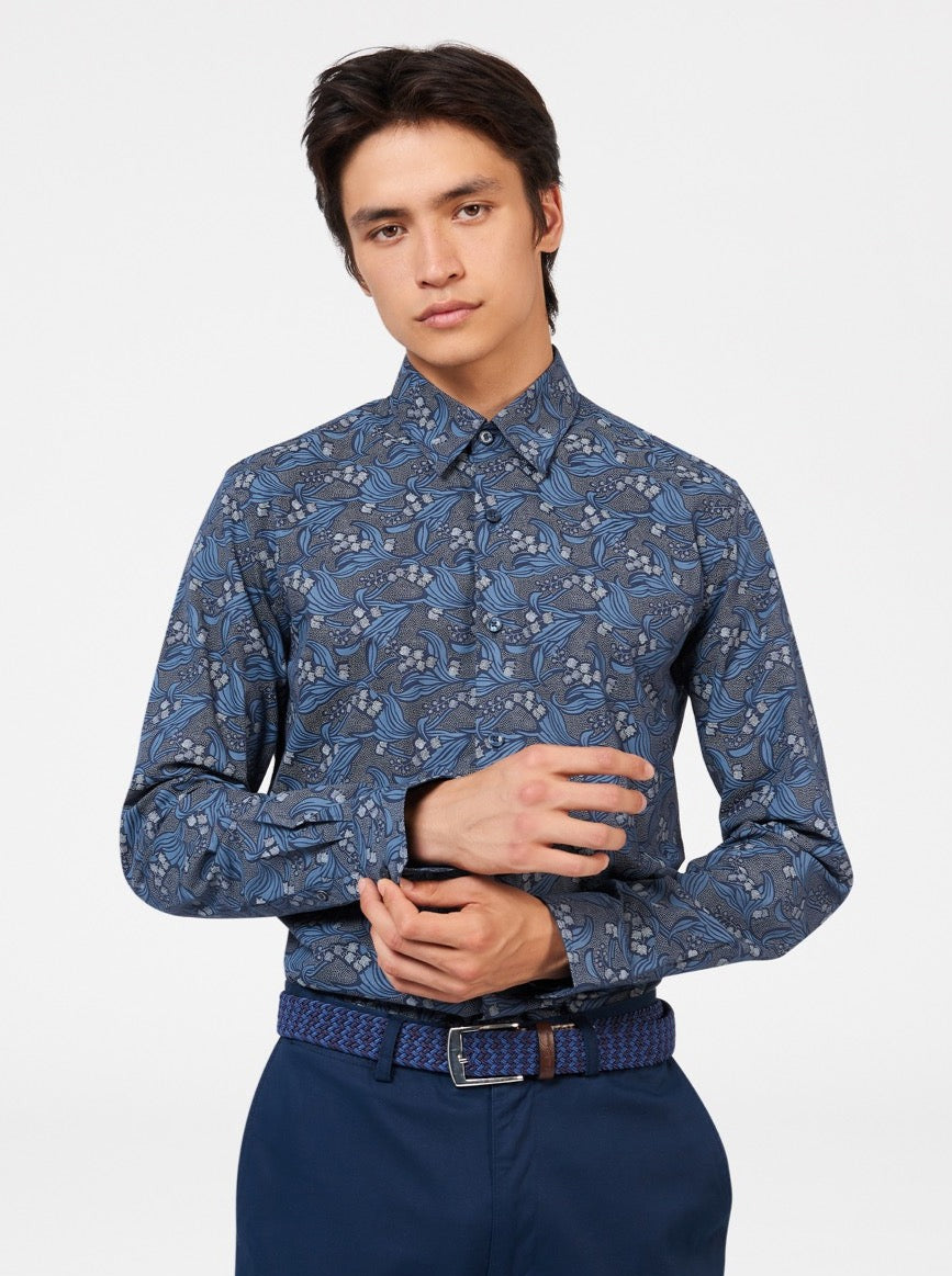 Camisas Ben Sherman Art Nouveau Floral Azul Marino | 095-PVCXBU