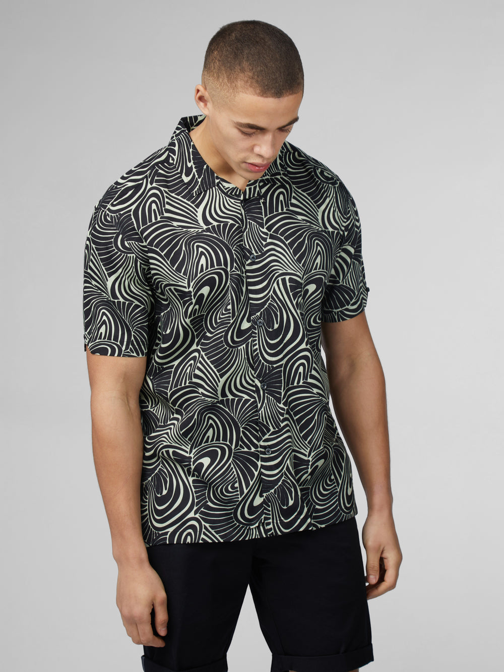 Camisas Ben Sherman B by Ben Sherman Psychedelic Swirl Print Verde Menta | 068-SRIBJK