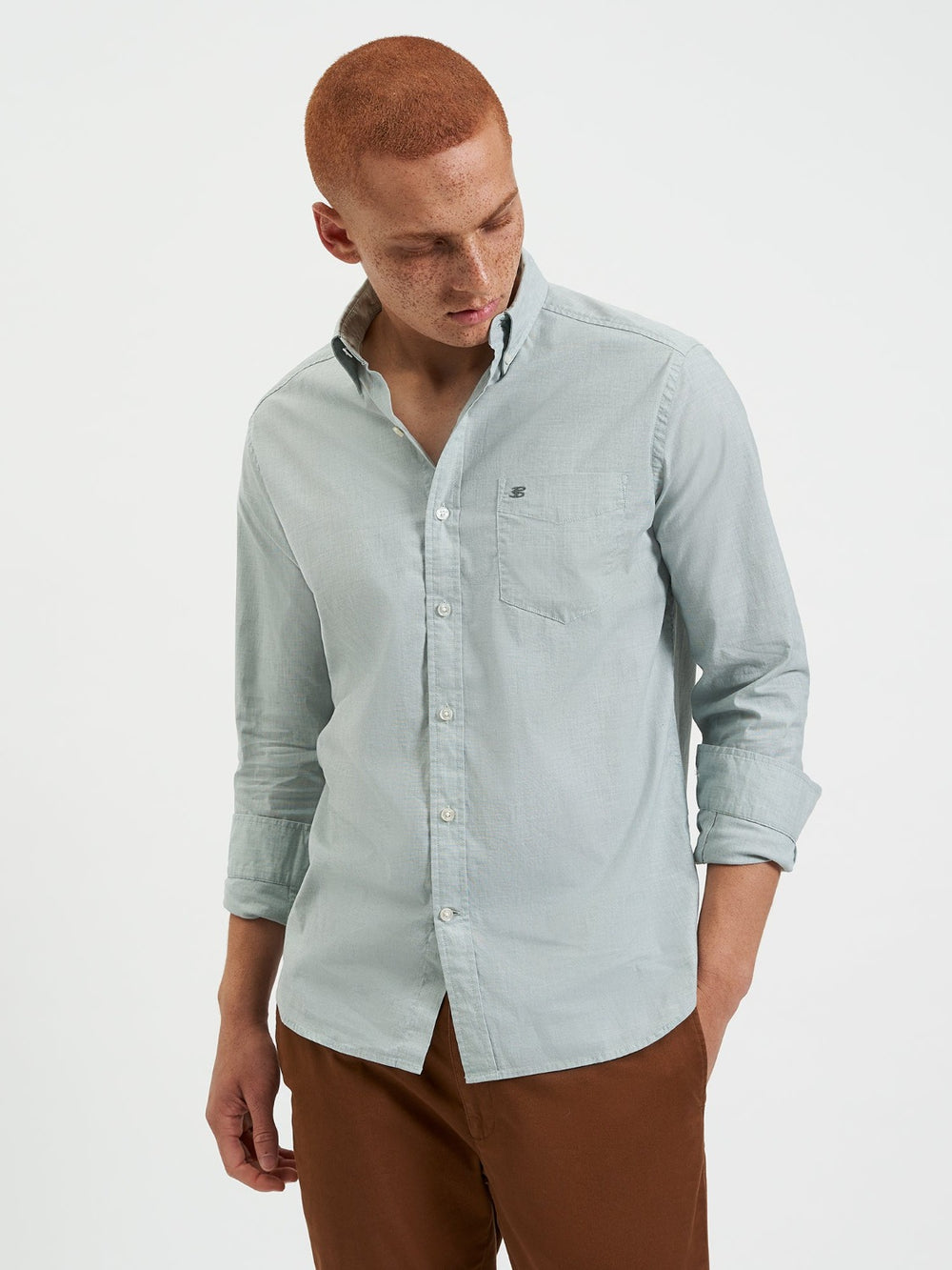 Camisas Ben Sherman Beatnik Wash Long-Sleeve Verde | 284-OCAFGJ