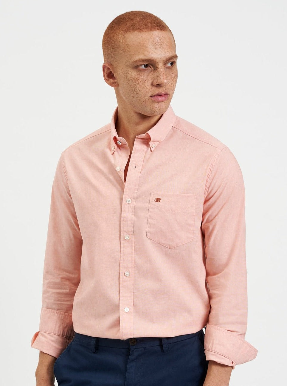 Camisas Ben Sherman Beatnik Wash Long-Sleeve Naranjas | 541-LGZFNH