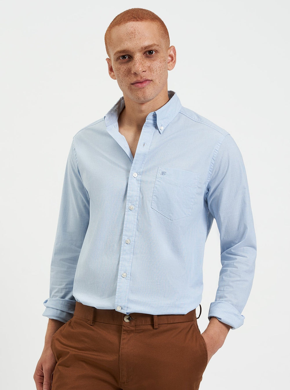 Camisas Ben Sherman Beatnik Wash Long-Sleeve Azules | 956-PQDBOK