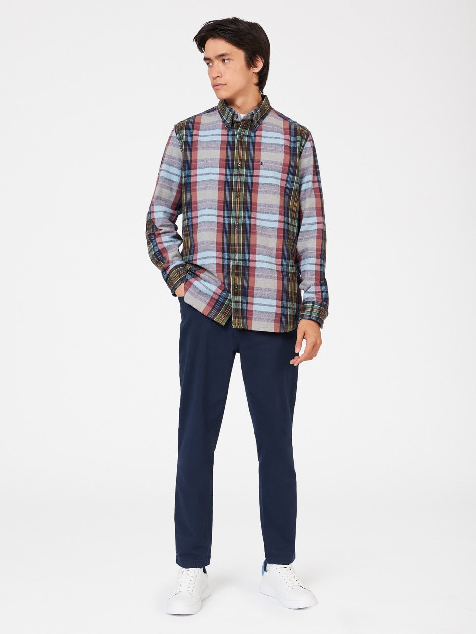 Camisas Ben Sherman Brushed Multicolour Check Oxford Azules | 592-WEHVKM