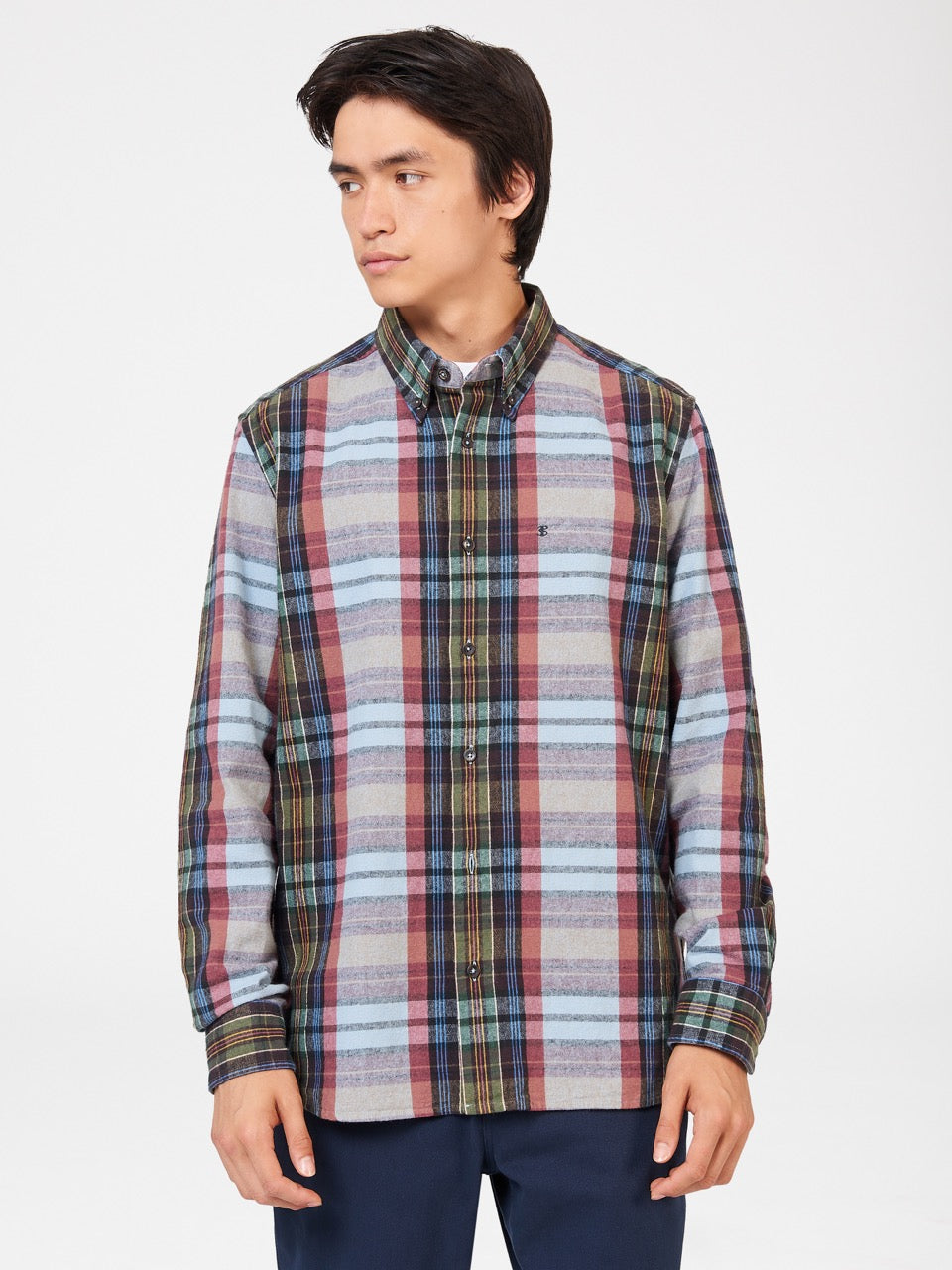 Camisas Ben Sherman Brushed Multicolour Check Oxford Azules | 592-WEHVKM