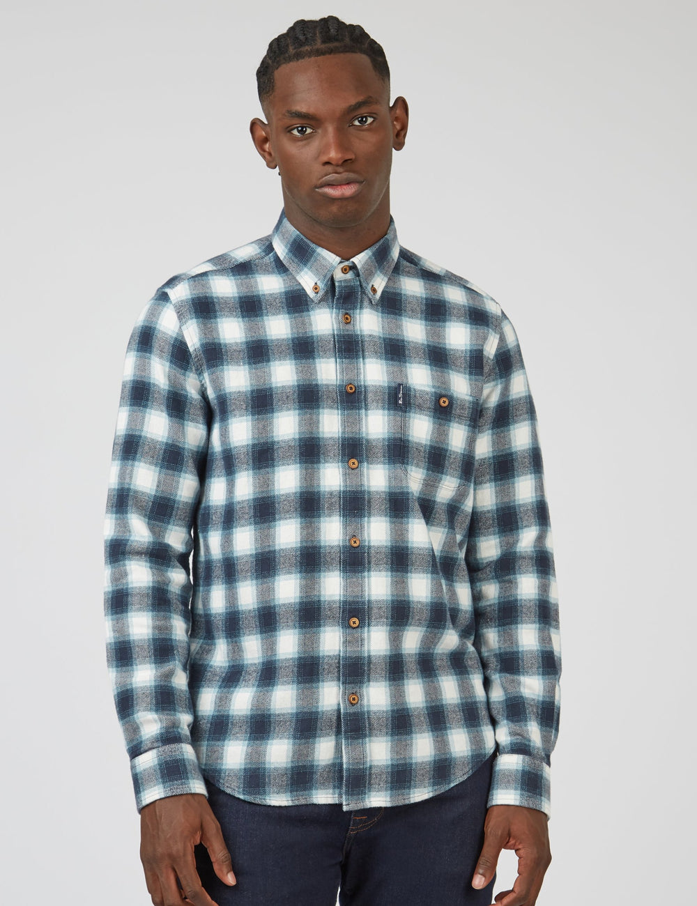 Camisas Ben Sherman Brushed Ombre Check Flannel Verde | 306-DVBZXJ