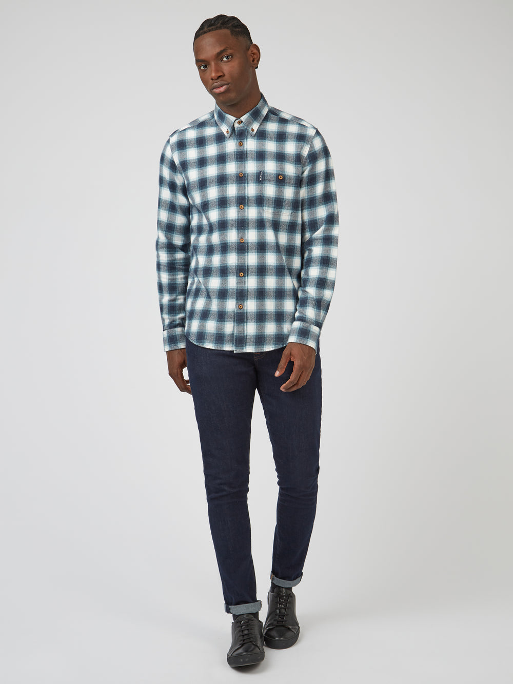 Camisas Ben Sherman Brushed Ombre Check Flannel Verde | 306-DVBZXJ