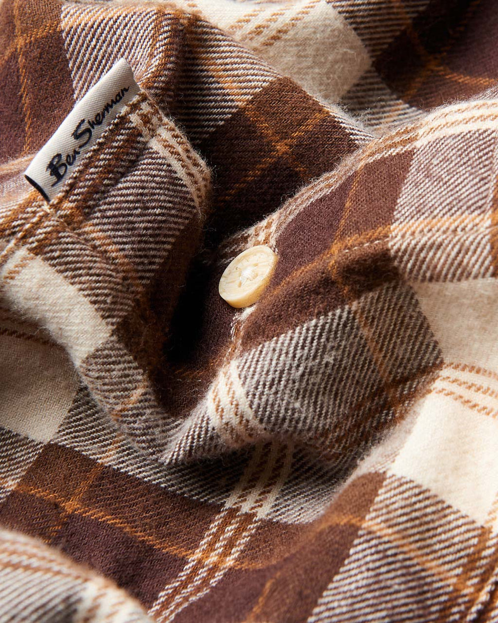 Camisas Ben Sherman Brushed Plain Check Chocolate | 615-DGTHNP